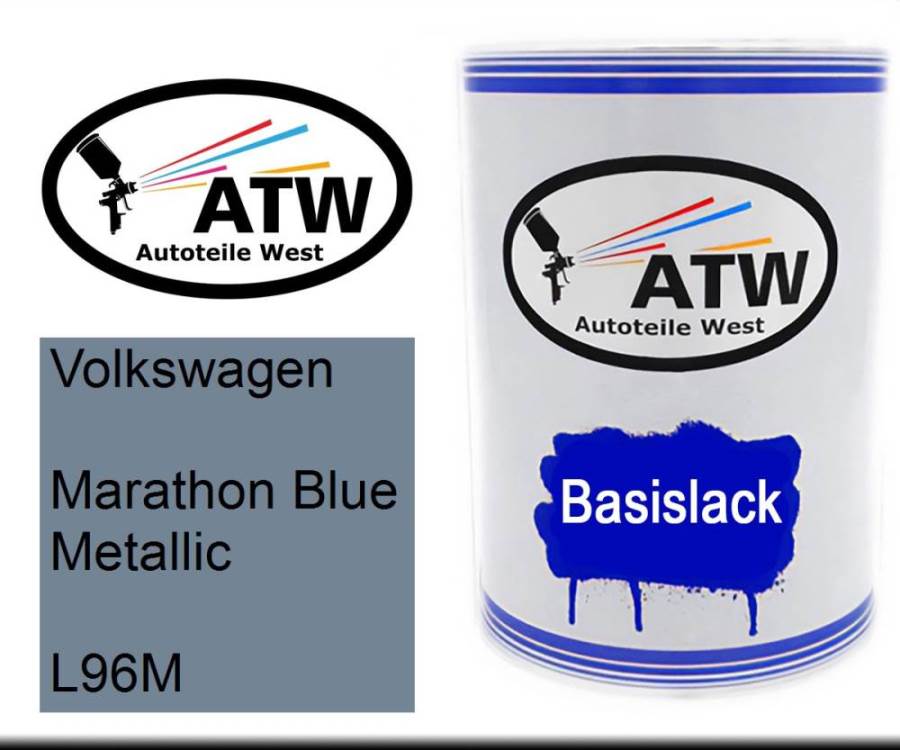 Volkswagen, Marathon Blue Metallic, L96M: 500ml Lackdose, von ATW Autoteile West.